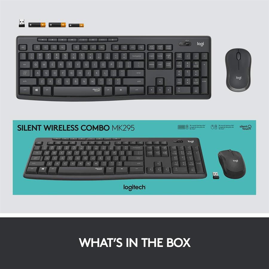 Kit Mouse Teclado Logitech MK295 Silent Wireless Black