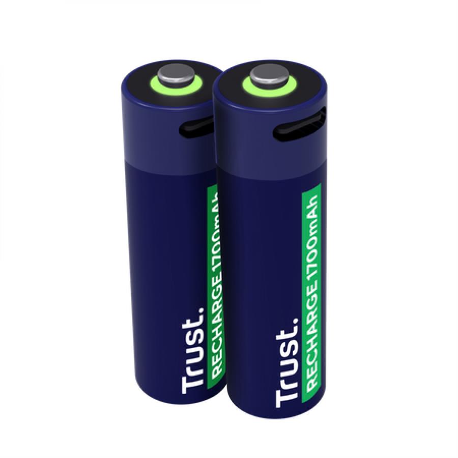 Pilas AA Recargables usb-c Trust x2