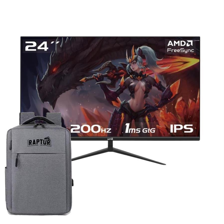 Monitor Raptor Hawk Eye 24" 200Hz FHD IPS Gaming + Mochila