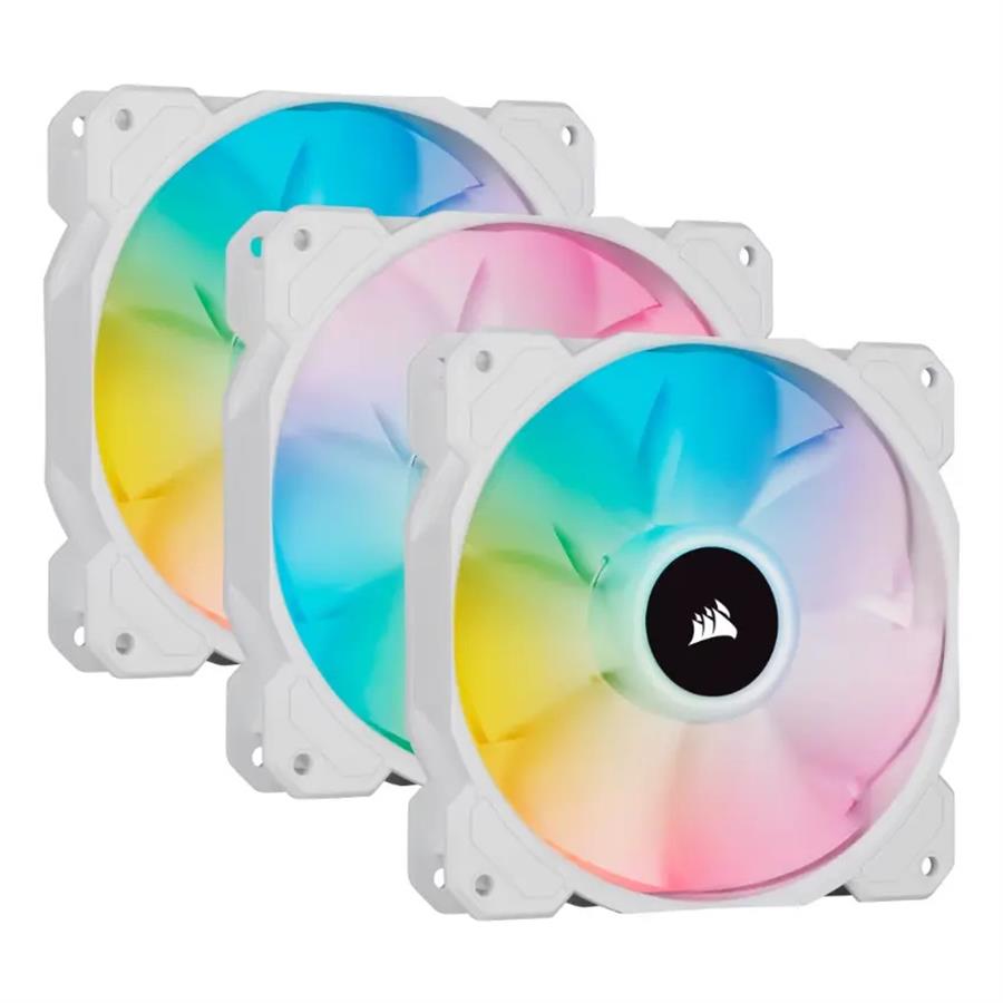 Kit Pack x3 Fan cooler Corsair iCUE SP120 RGB Elite White blanco