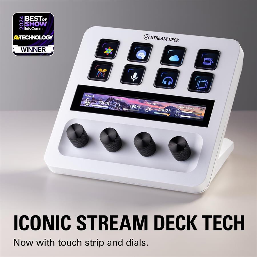 Elgato Stream Deck + Blanco 4 diales y 8 botones Personalizables