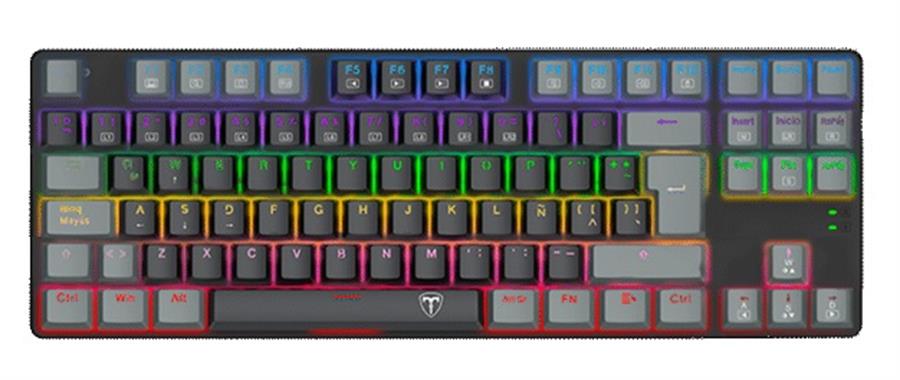 TECLADO T-DAGGER BORA LITE T-TGK313-LIT NEGRO/GRIS SWITCH RED RAINBOW