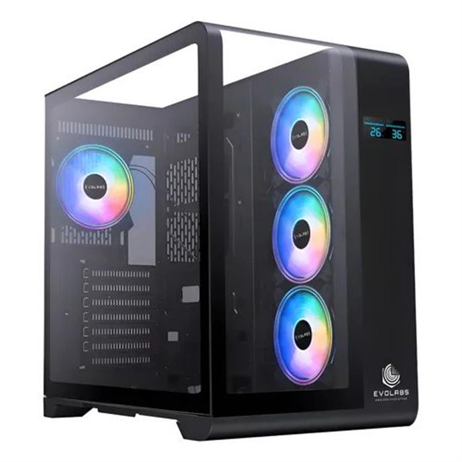 GABINETE EVOLABS SYNERGY EVO-400AB BLACK X4 FAN ARGB
