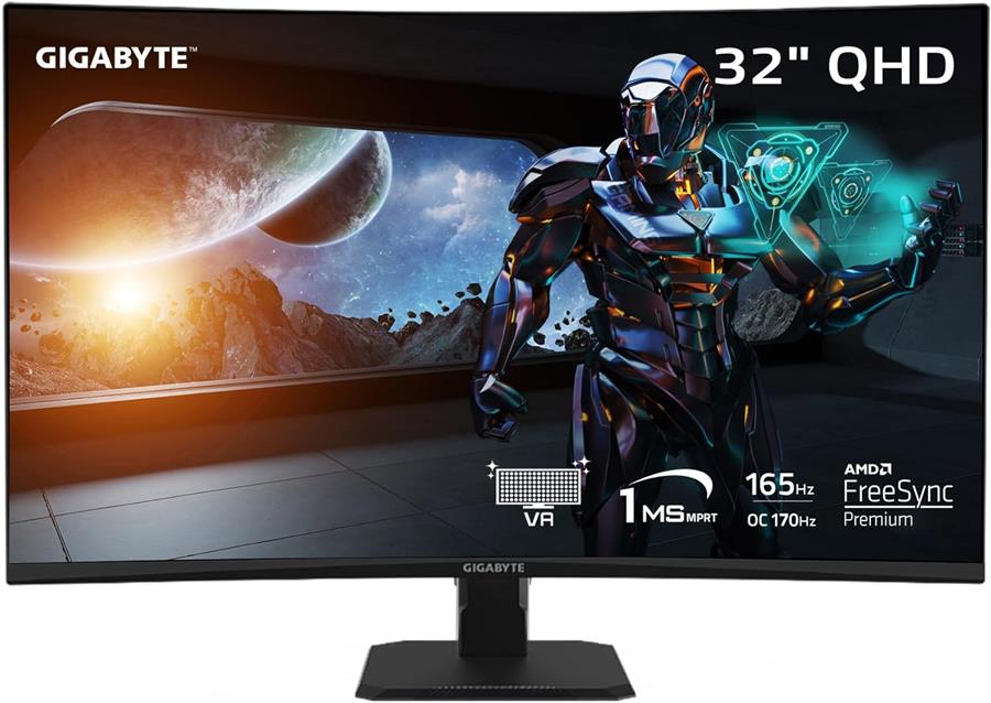 MONITOR GIGABYTE 32" GS32QC 2K CURVO GAMING 165HZ VA QHD