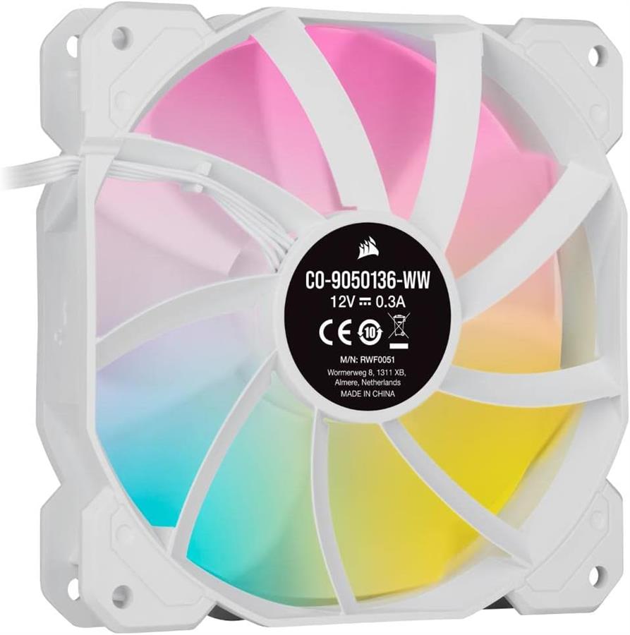 Fan cooler Corsair iCUE SP120 RGB Elite White Blanco