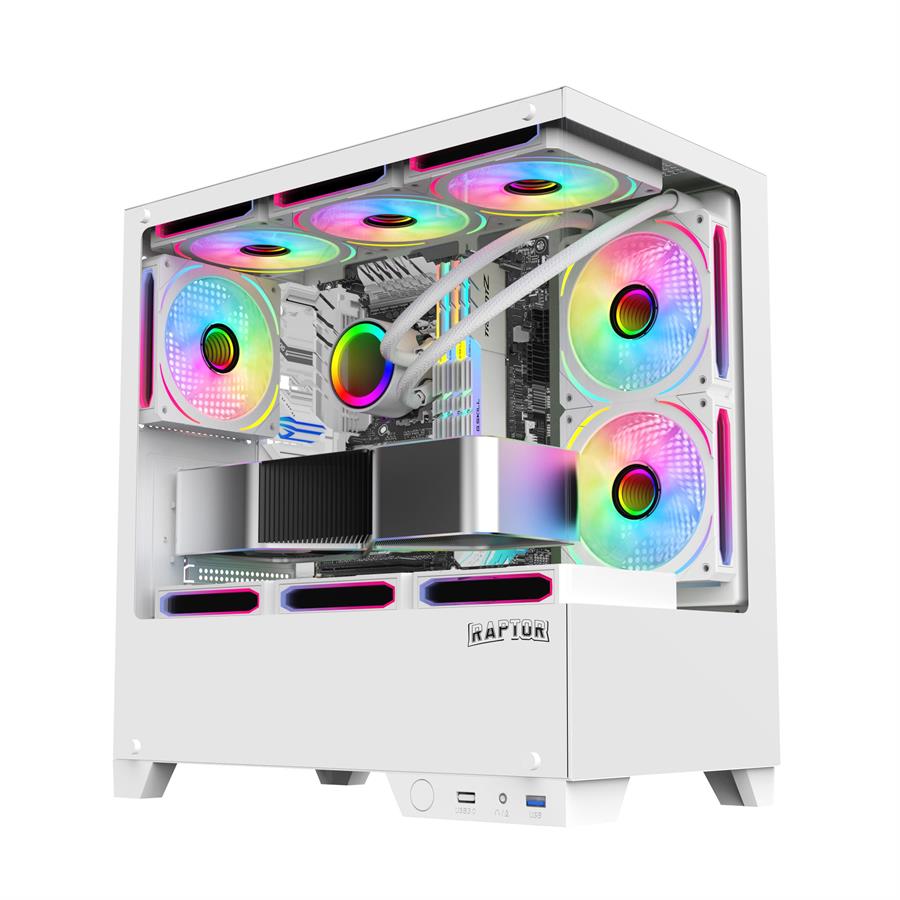 Gabinete Raptor Thunder Strike TG RGB Fan x1 White