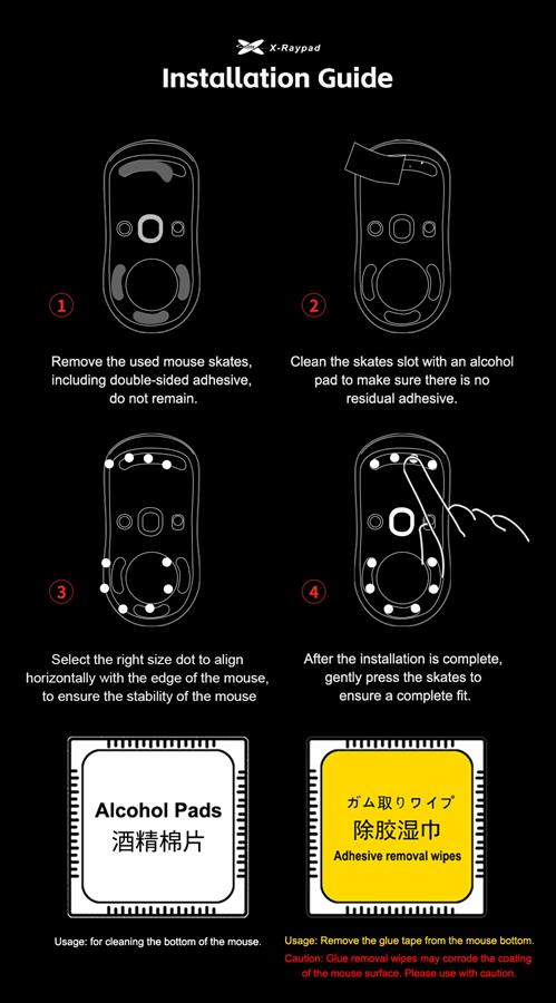 Mouse Skates Pads X-Raypad Obsidian Air Control Universal Dots