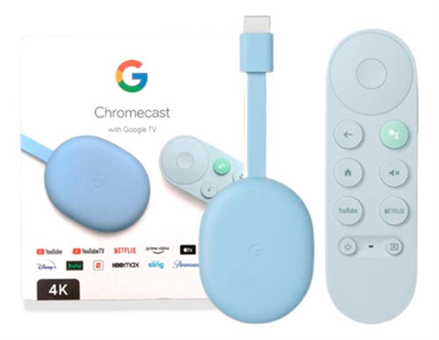 GOOGLE CHROMECAST 4 GENERACIÓN 4K GOOGLE TV CIELO CELESTE