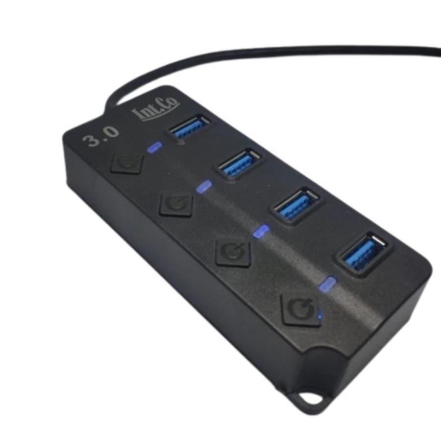 Hub Adaptador Usb 3.0 IntCo 4 puertos con interruptor y led KQ 008H