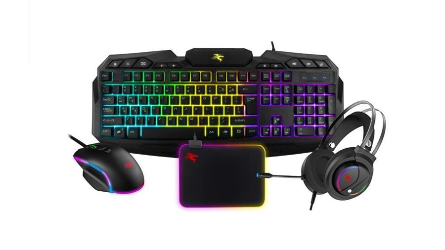 Kit combo RGB Sentey GS-5850 4 en 1 Mouse Headset Teclado Pad