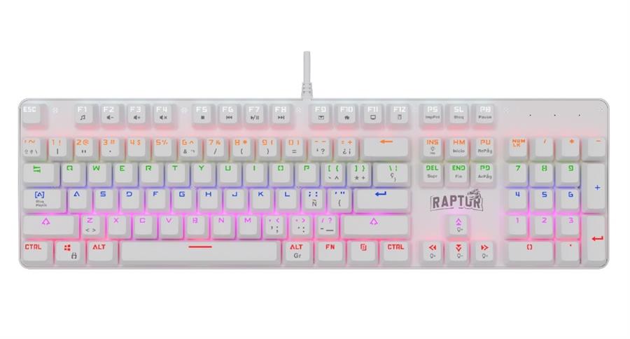 Teclado Raptor Fireclaw M104 White Mecanico Switch Red