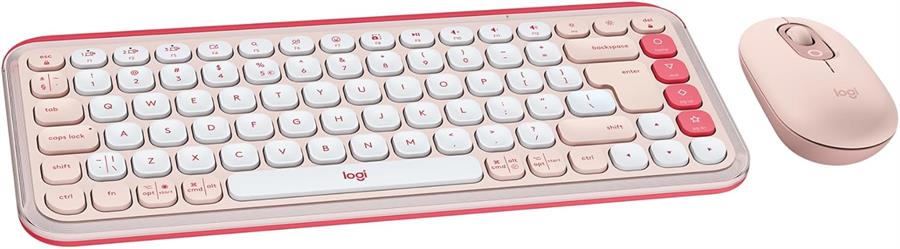 KIT MOUSE Y TECLADO LOGITECH POP ICON WIRELESS ROSA
