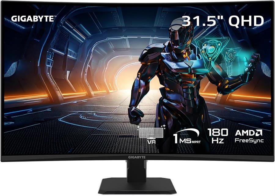 Monitor Gigabyte 32" GS32QCA 2K Curvo Gaming 180hz VA QHD
