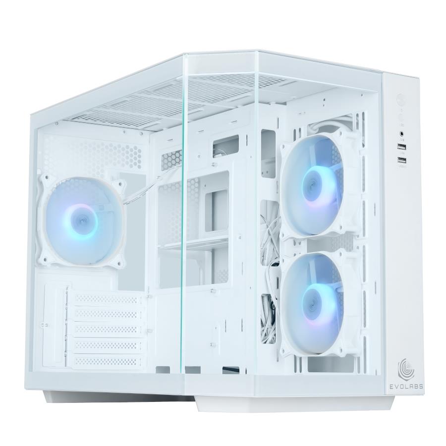 GABINETE EVOLABS PRIMACY WHITE EVO-300MW X3 FAN ARGB