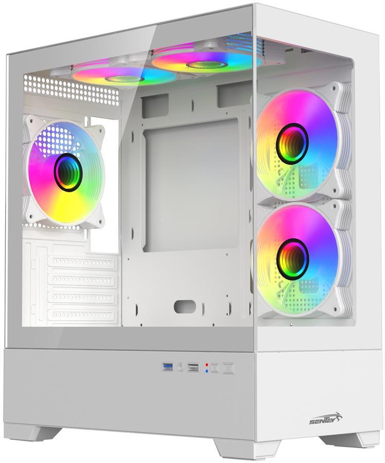 Gabinete Sentey H30 TG 6130-SF Argb x5 Fan White