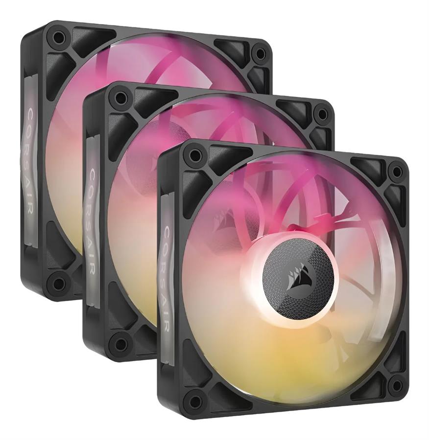 Kit Pack x3 Fan cooler Corsair iCUE Rx120 MAX RGB Magnetico 120mm Black Negro