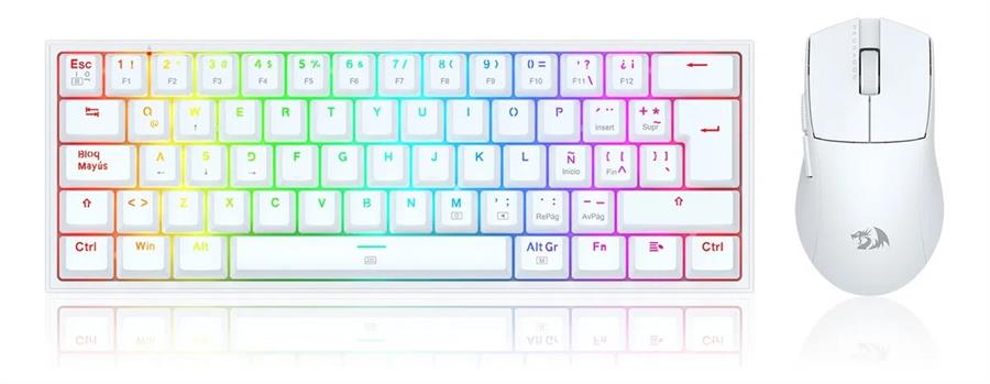 Kit Teclado Mouse Redragon S143W K617Rgb SP + M724 Blanco