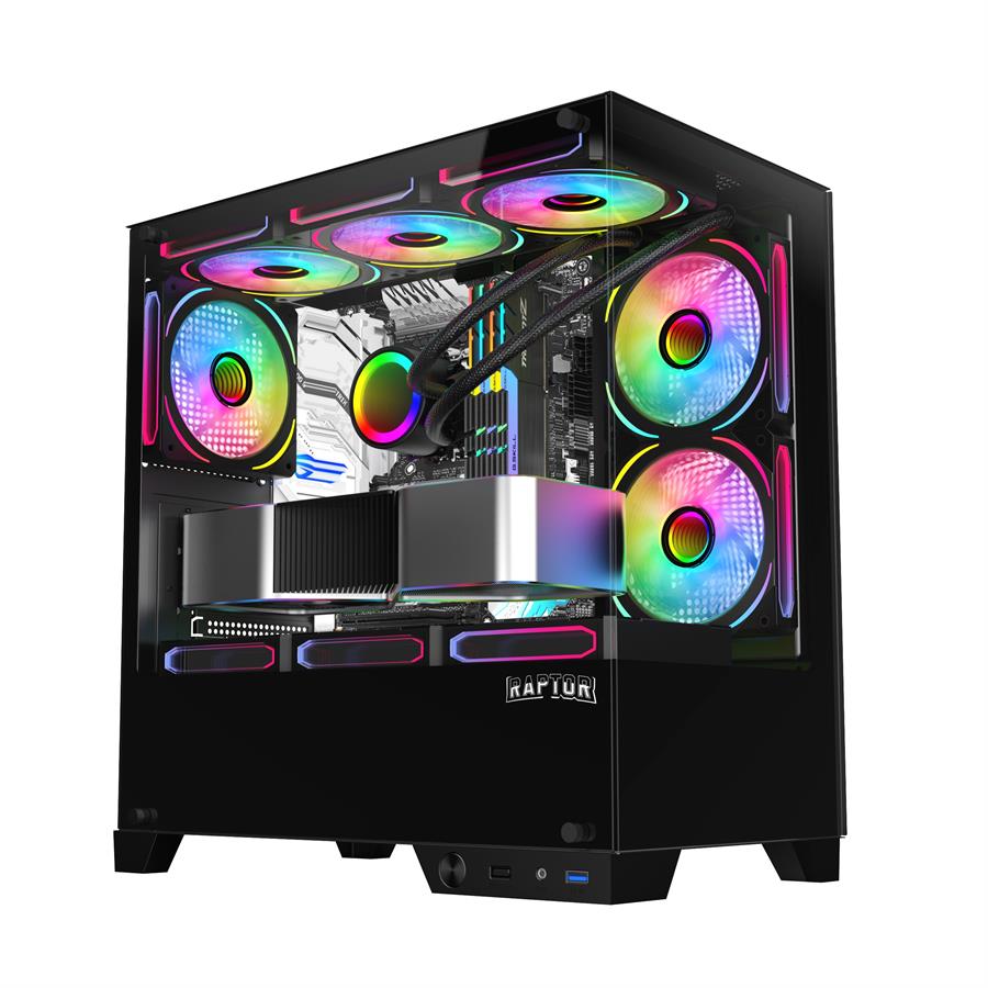 Gabinete Raptor Thunder Strike TG RGB Fan x1 Black