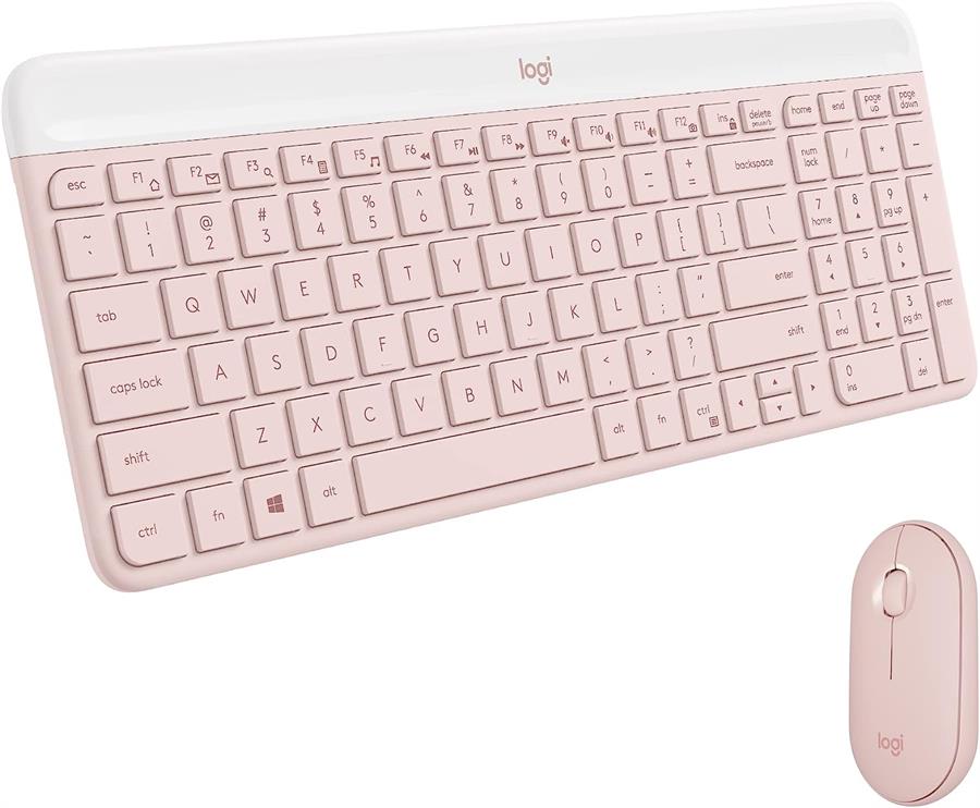 Kit Mouse y Teclado Slim Logitech MK470 Pink rosa