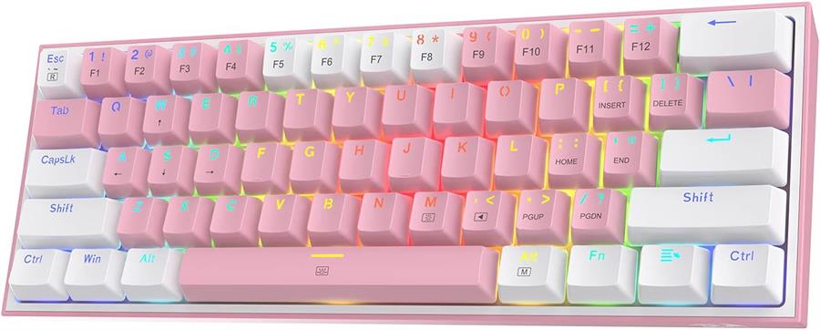 Teclado Redragon Fizz Pink/White k617-Rgb Cableado