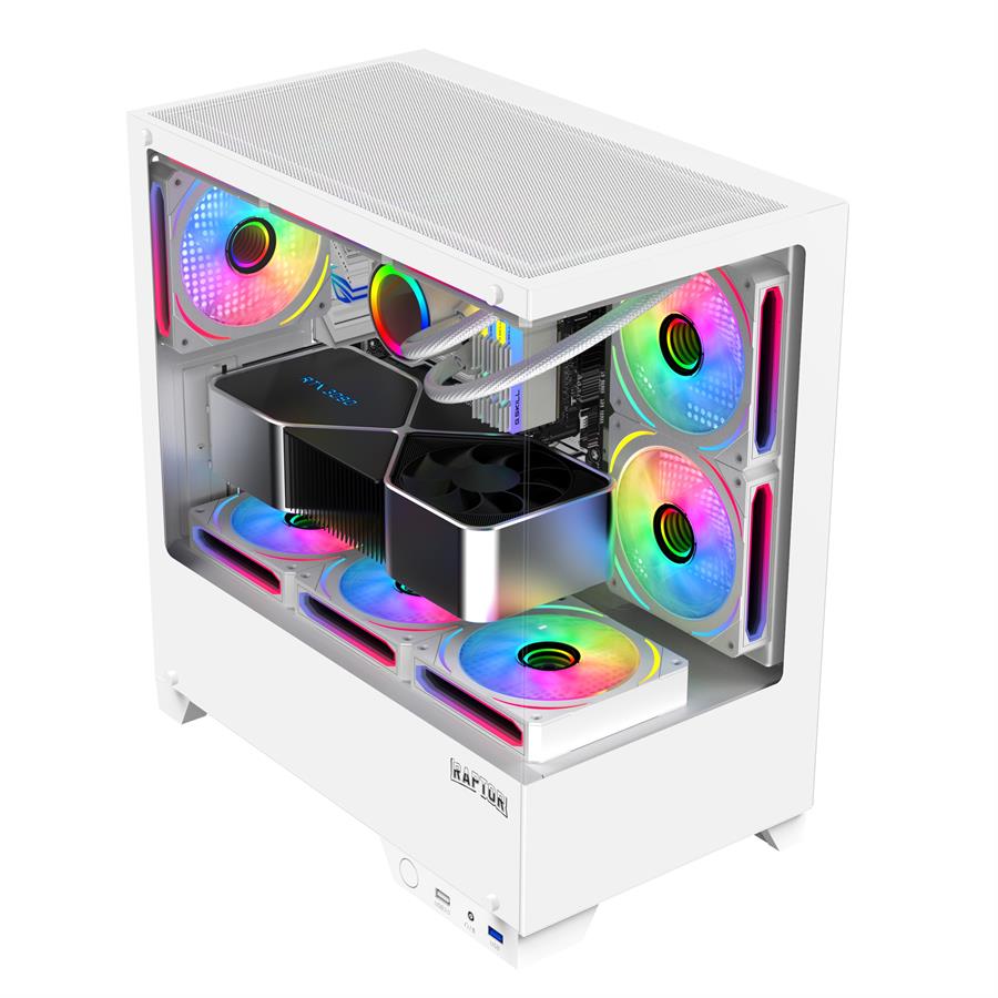Gabinete Raptor Thunder Strike TG RGB Fan x1 White