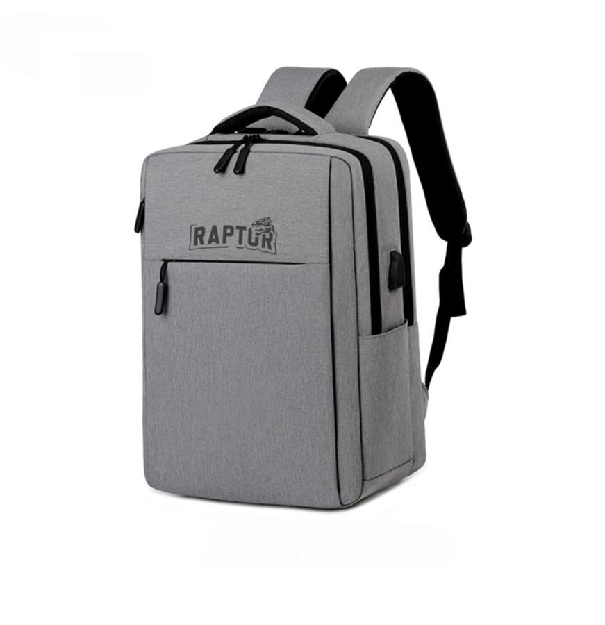 Mochila Raptor Multiples Bolsillos Usb P/Carga Color Gris