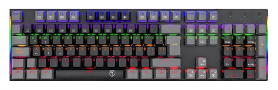 TECLADO MECANICO T-DAGGER NAXOS NEGRO/GRIS RAINBOW T-TGK310BG SW RED