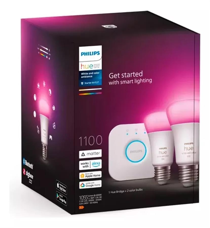 Kit Philips Hue 2 Lamparas RGB Wca + Bridge set