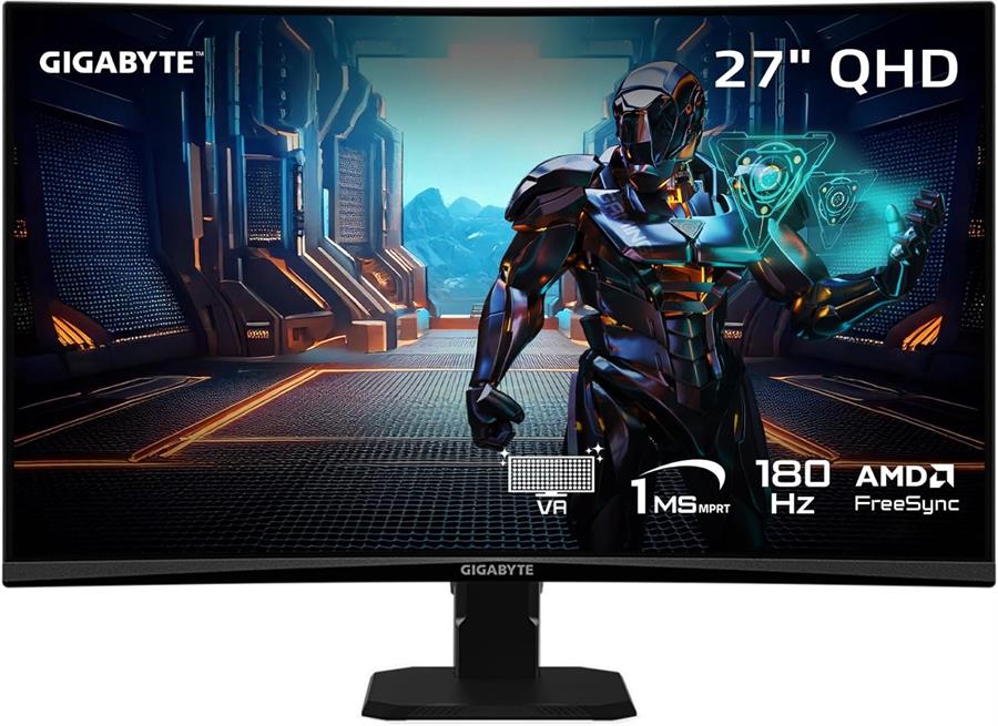 Monitor Gigabyte 27" GS27QCA 2K Curvo Gaming Edge 180hz VA QHD