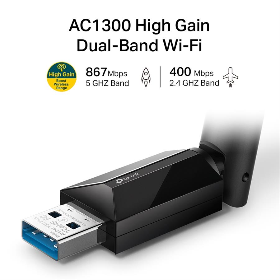 Adaptador Wifi usb Tp Link Archer T3U PLUS AC1300 Dual band MIMO