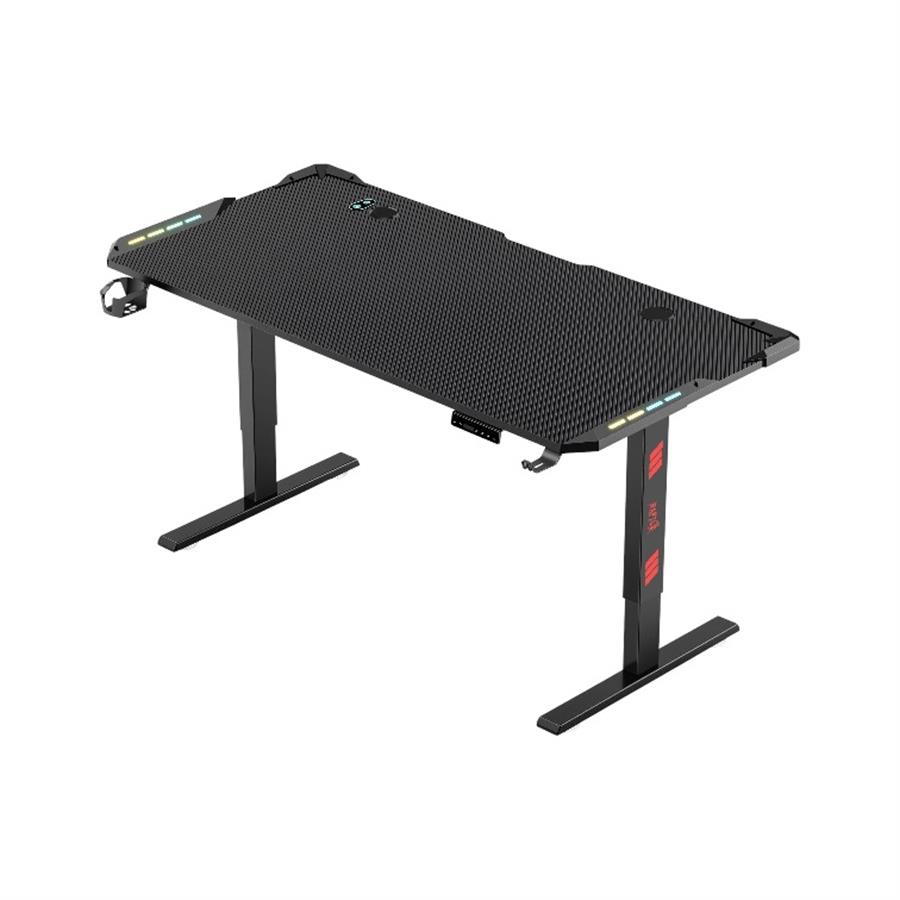 ESCRITORIO REGULABLE GAMER RAPTOR GLOW STATION RGB C/ ELEVACION + PORTAVASOS + PORTA AURICULAR